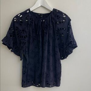 NWT Target Navy Cotton Eyelet Blouse.